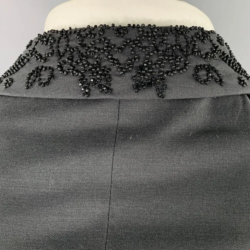 ETRO Size 42 Giacche Black Beaded Wool Notch Lapel Sport Coat